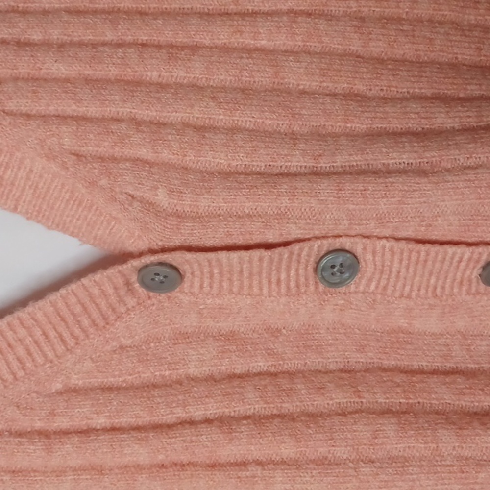 American Eagle Outfitters Pink Ribbed  Button Front Crop Sweater. Size L - Picture 5 of 15
